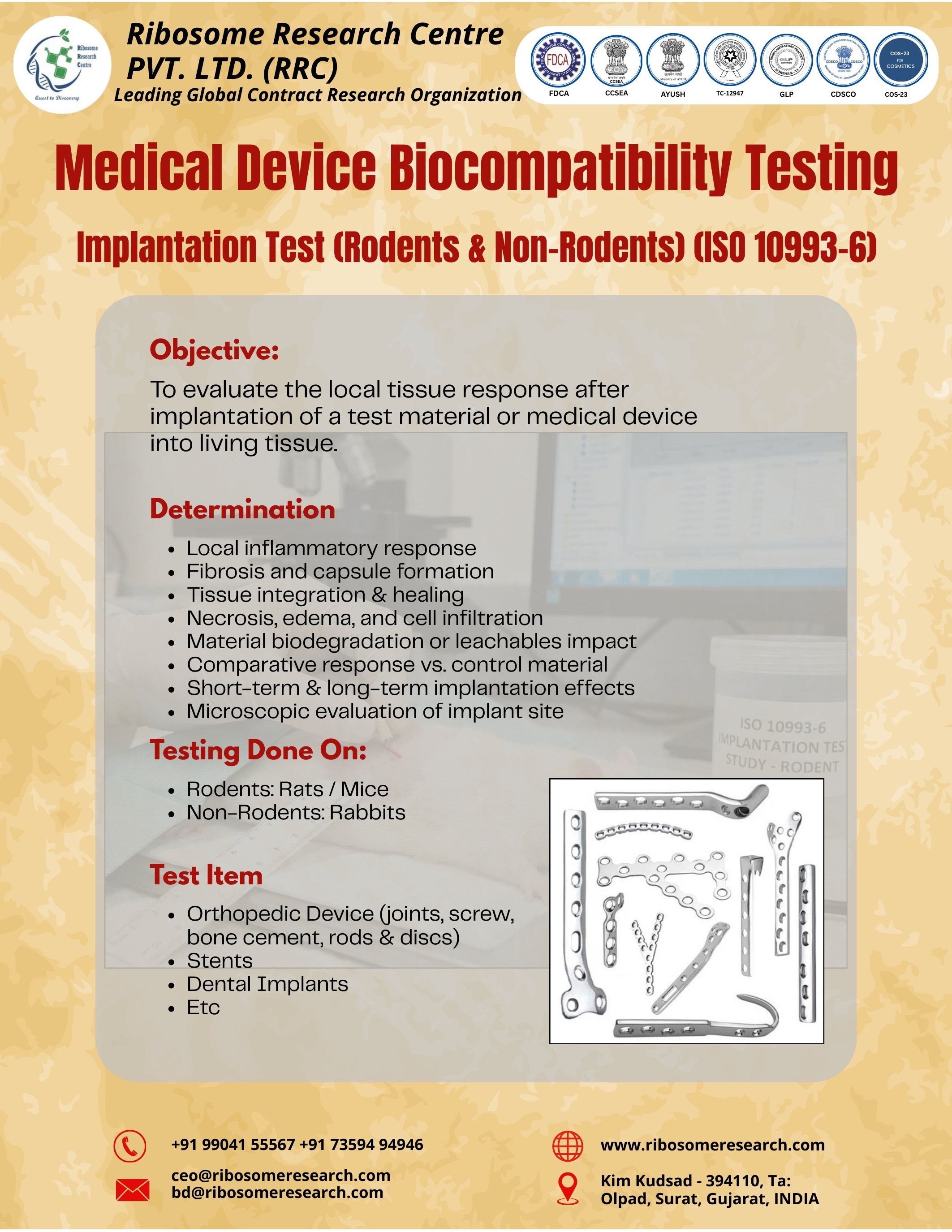 Implantation Test (Rodents & Non-Rodents) (ISO 10993-6)